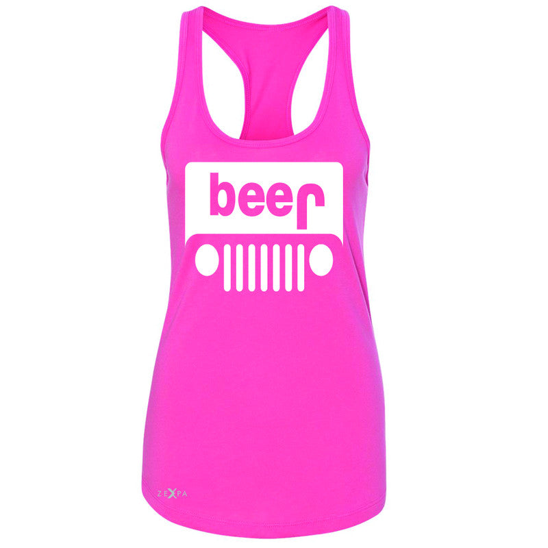 Beer Jeep Funny  Women's Racerback Drinking Off-Road Party Alcohol Sleeveless - Zexpa Apparel Halloween Christmas Shirts