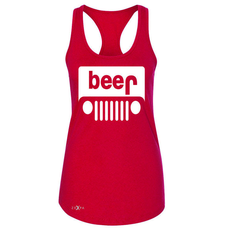 Beer Jeep Funny  Women's Racerback Drinking Off-Road Party Alcohol Sleeveless - Zexpa Apparel Halloween Christmas Shirts