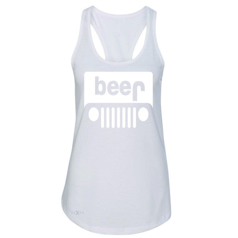 Beer Jeep Funny  Women's Racerback Drinking Off-Road Party Alcohol Sleeveless - Zexpa Apparel Halloween Christmas Shirts