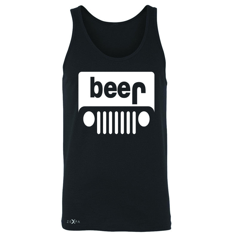 Beer Jeep Funny  Men's Jersey Tank Drinking Off-Road Party Alcohol Sleeveless - Zexpa Apparel Halloween Christmas Shirts