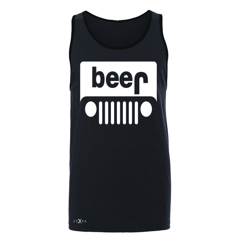 Beer Jeep Funny  Men's Jersey Tank Drinking Off-Road Party Alcohol Sleeveless - Zexpa Apparel Halloween Christmas Shirts