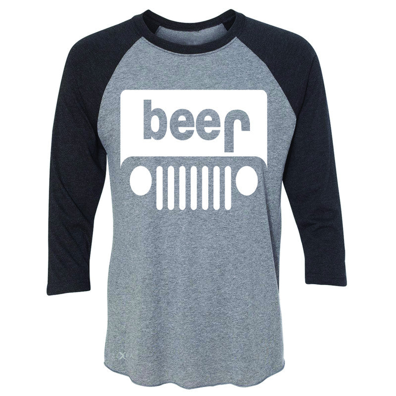 Beer Jeep Funny  3/4 Sleevee Raglan Tee Drinking Off-Road Party Alcohol Tee - Zexpa Apparel Halloween Christmas Shirts