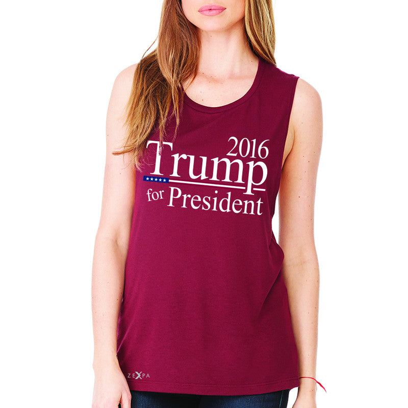 Trump for President 2016 Campaign Women's Muscle Tee Politics Sleeveless - Zexpa Apparel - 4