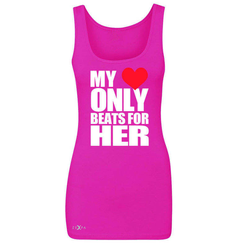 Zexpa Apparel™ My Heart Only Beats For Her Women's Tank Top Couple Matching July Sleeveless - Zexpa Apparel Halloween Christmas Shirts