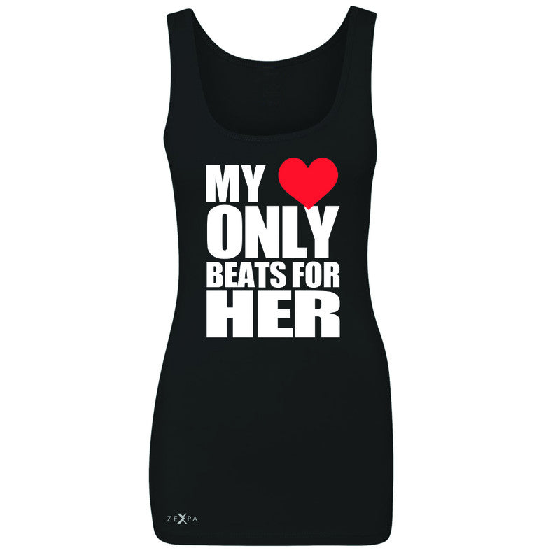 Zexpa Apparel™ My Heart Only Beats For Her Women's Tank Top Couple Matching July Sleeveless - Zexpa Apparel Halloween Christmas Shirts