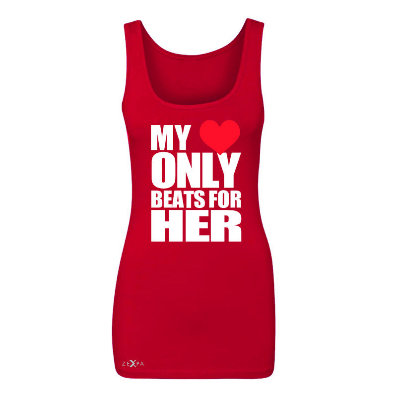 Zexpa Apparel™ My Heart Only Beats For Her Women's Tank Top Couple Matching July Sleeveless - Zexpa Apparel Halloween Christmas Shirts
