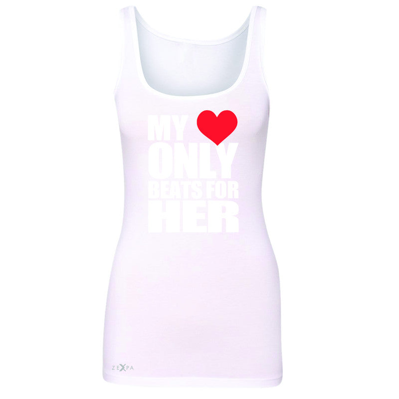 Zexpa Apparel™ My Heart Only Beats For Her Women's Tank Top Couple Matching July Sleeveless - Zexpa Apparel Halloween Christmas Shirts