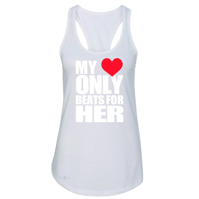 Zexpa Apparel™ My Heart Only Beats For Her Women's Racerback Couple Matching July Sleeveless - Zexpa Apparel Halloween Christmas Shirts