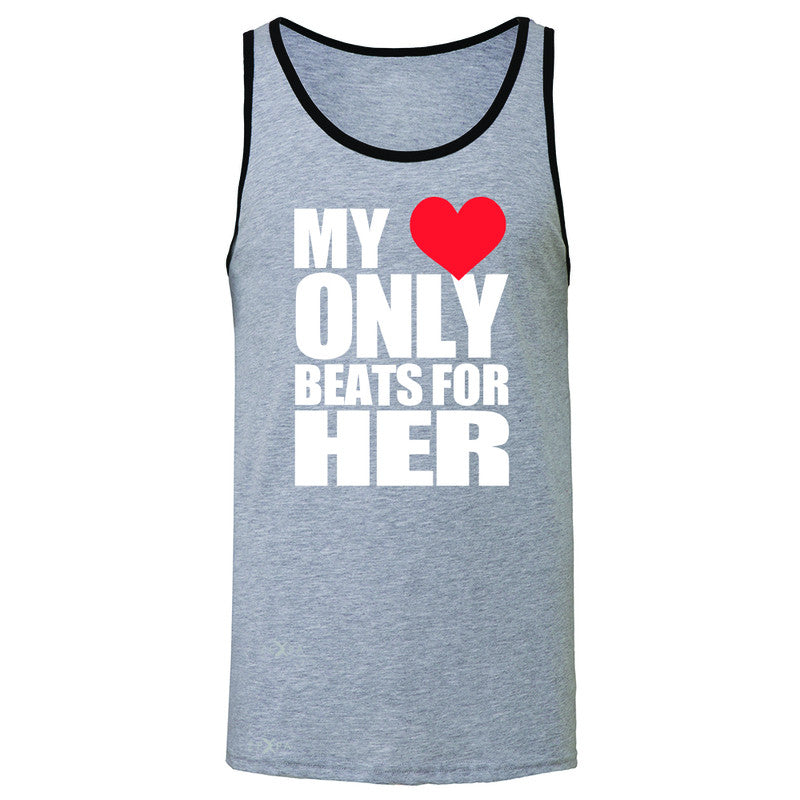 Zexpa Apparel™ My Heart Only Beats For Her Men's Jersey Tank Couple Matching July Sleeveless - Zexpa Apparel Halloween Christmas Shirts