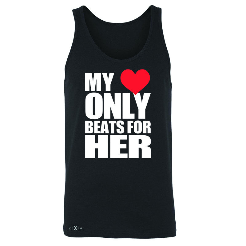 Zexpa Apparel™ My Heart Only Beats For Her Men's Jersey Tank Couple Matching July Sleeveless - Zexpa Apparel Halloween Christmas Shirts