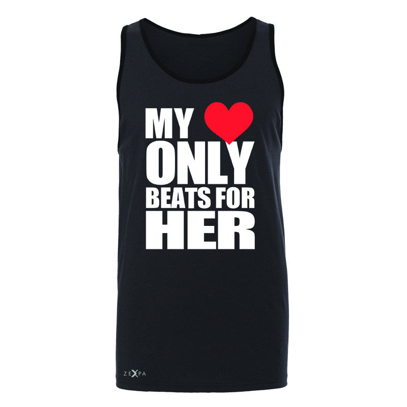 Zexpa Apparel™ My Heart Only Beats For Her Men's Jersey Tank Couple Matching July Sleeveless - Zexpa Apparel Halloween Christmas Shirts