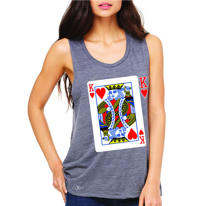 Playing Cards King Women's Muscle Tee Couple Matching Deck Feb 14 Sleeveless - Zexpa Apparel - 2