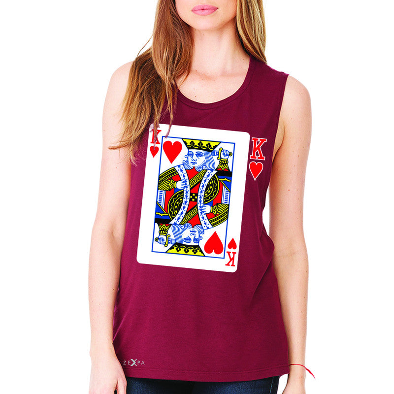 Playing Cards King Women's Muscle Tee Couple Matching Deck Feb 14 Sleeveless - Zexpa Apparel - 4