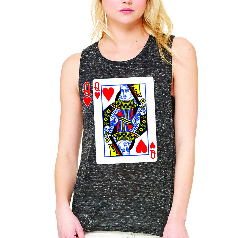 Playing Cards Queen Women's Muscle Tee Couple Matching Deck Feb 14 Sleeveless - Zexpa Apparel - 3