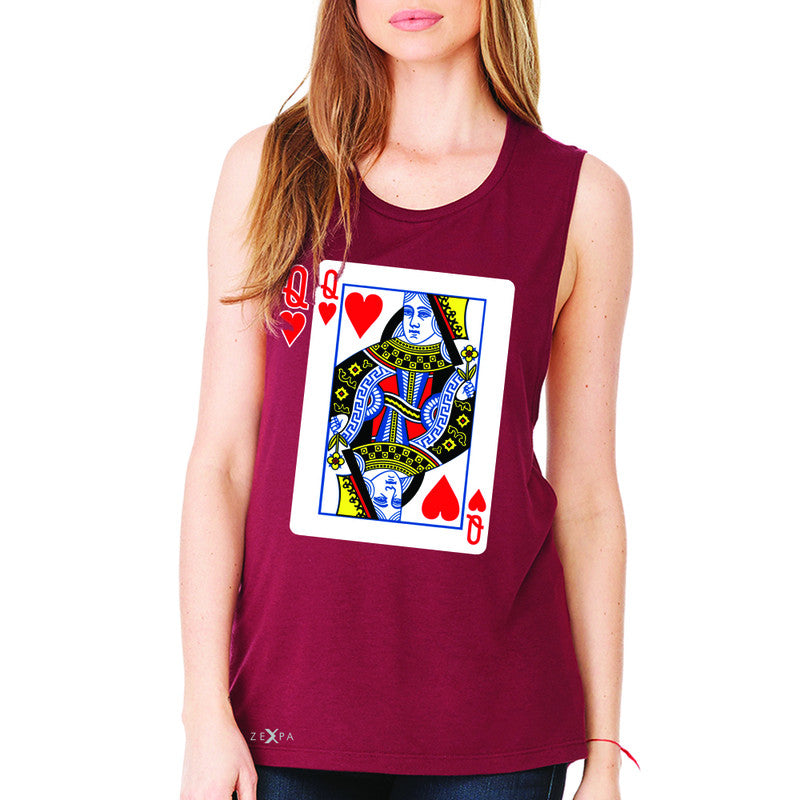 Playing Cards Queen Women's Muscle Tee Couple Matching Deck Feb 14 Sleeveless - Zexpa Apparel - 4