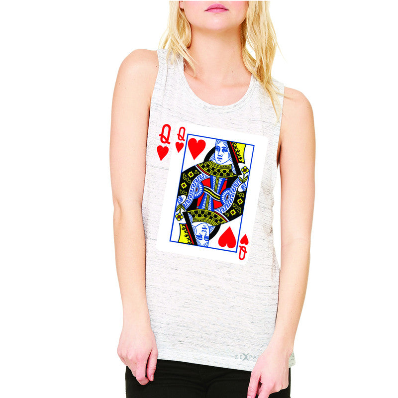 Playing Cards Queen Women's Muscle Tee Couple Matching Deck Feb 14 Sleeveless - Zexpa Apparel - 5