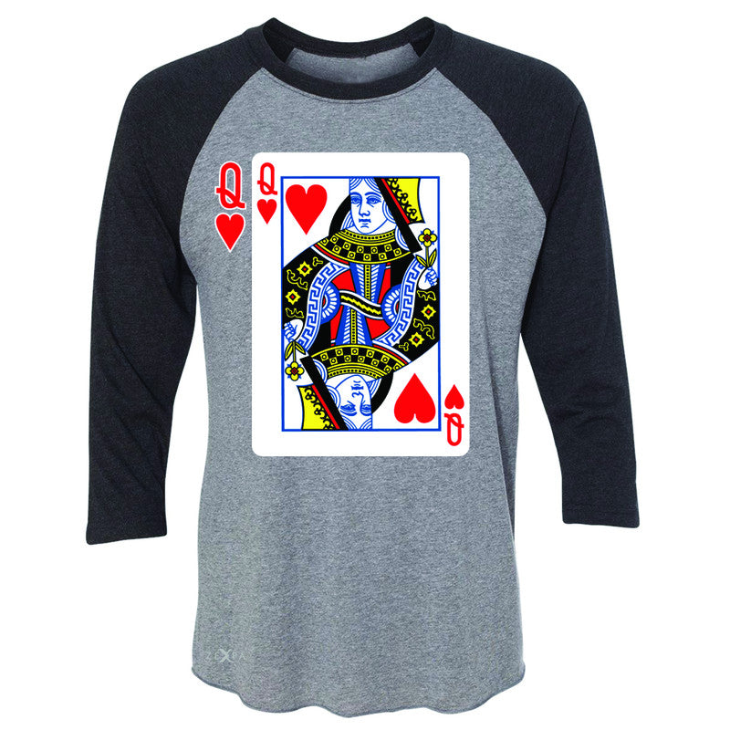 Playing Cards Queen 3/4 Sleevee Raglan Tee Couple Matching Deck Feb 14 Tee - Zexpa Apparel - 1