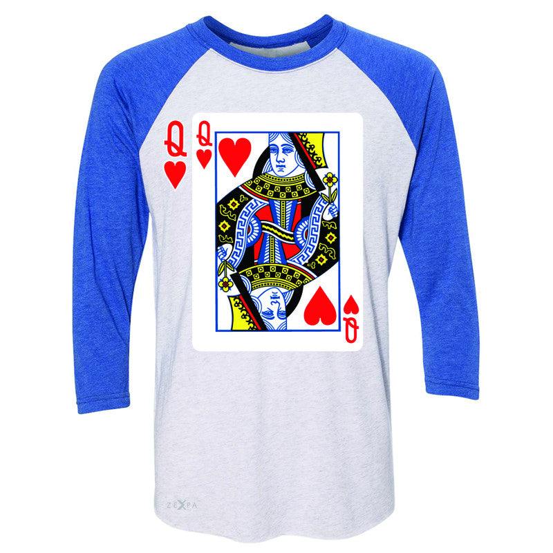Playing Cards Queen 3/4 Sleevee Raglan Tee Couple Matching Deck Feb 14 Tee - Zexpa Apparel - 3