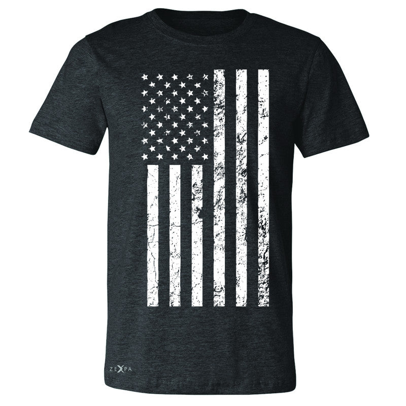 Distressed White American Flag Men's T-shirt Patriotic July,4 Tee - Zexpa Apparel Halloween Christmas Shirts