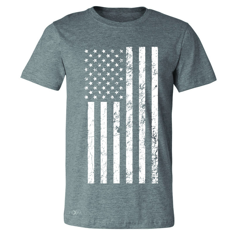 Distressed White American Flag Men's T-shirt Patriotic July,4 Tee - Zexpa Apparel Halloween Christmas Shirts