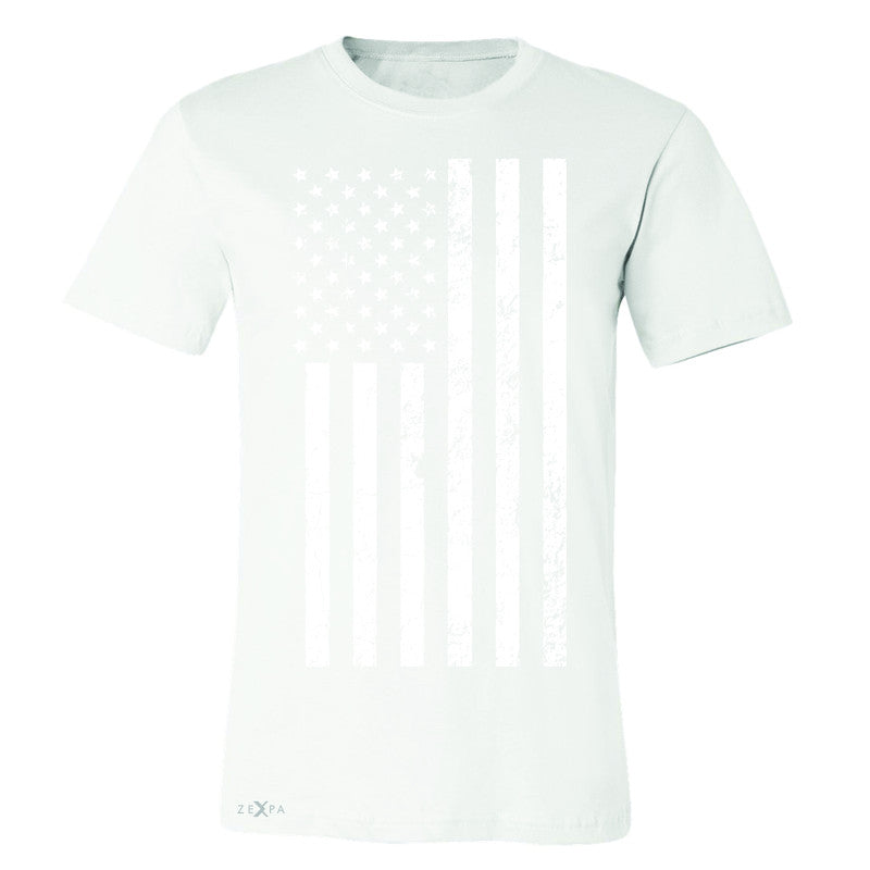 Distressed White American Flag Men's T-shirt Patriotic July,4 Tee - Zexpa Apparel Halloween Christmas Shirts