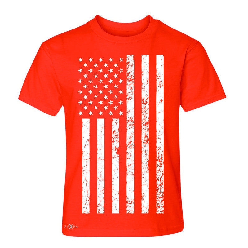 Distressed White American Flag Youth T-shirt Patriotic July,4 Tee - Zexpa Apparel - 2