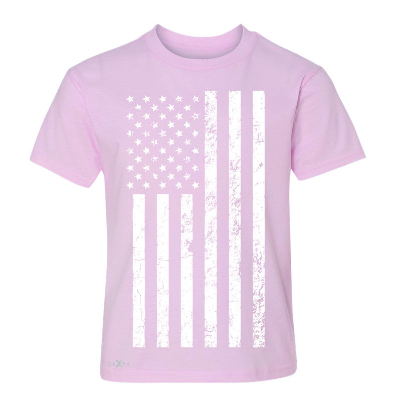 Distressed White American Flag Youth T-shirt Patriotic July,4 Tee - Zexpa Apparel Halloween Christmas Shirts