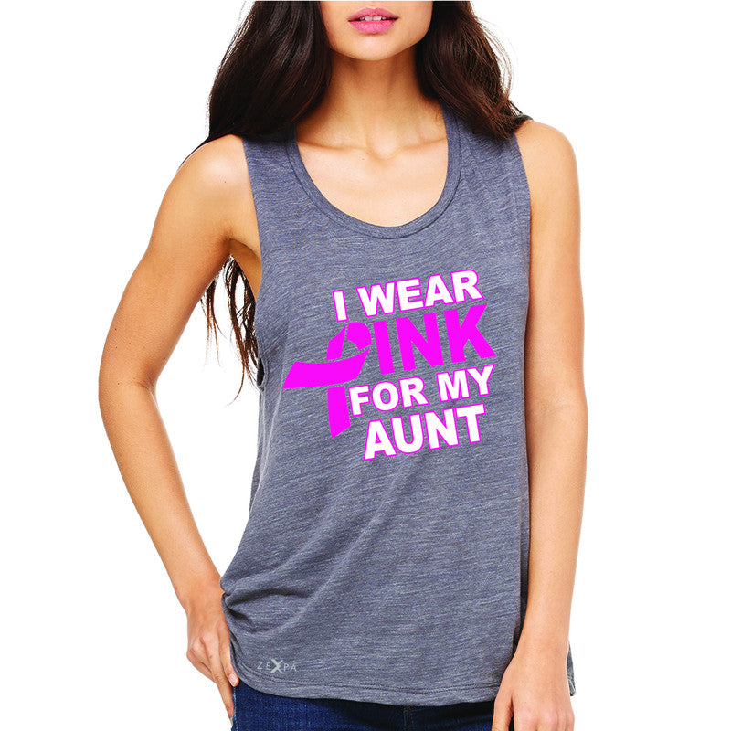 I Wear Pink For My Aunt Women's Muscle Tee Breast Cancer Awareness Tanks - Zexpa Apparel - 2