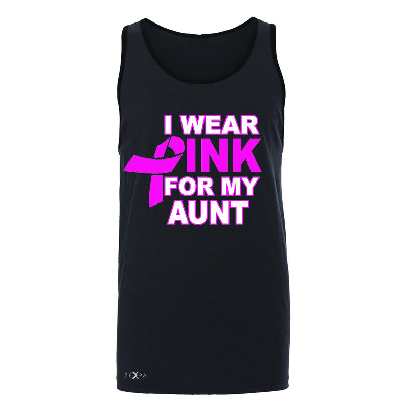 I Wear Pink For My Aunt Men's Jersey Tank Breast Cancer Awareness Sleeveless - Zexpa Apparel - 3