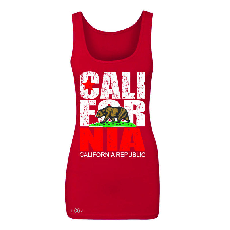 California Republic Vintage Women's Tank Top State Flag CA Bear Sleeveless - Zexpa Apparel Halloween Christmas Shirts