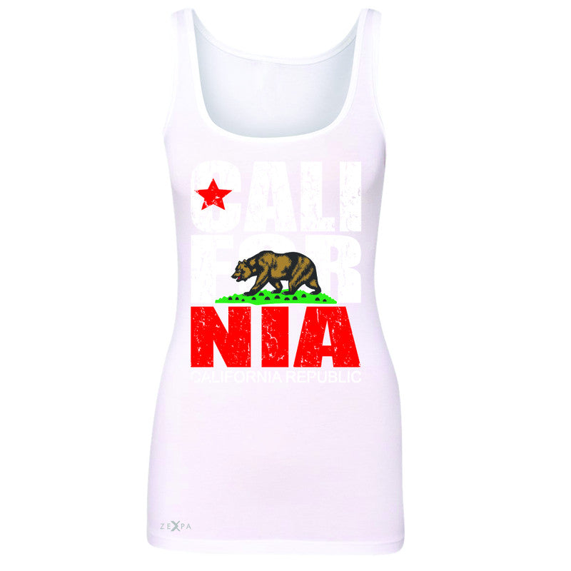 California Republic Vintage Women's Tank Top State Flag CA Bear Sleeveless - Zexpa Apparel Halloween Christmas Shirts