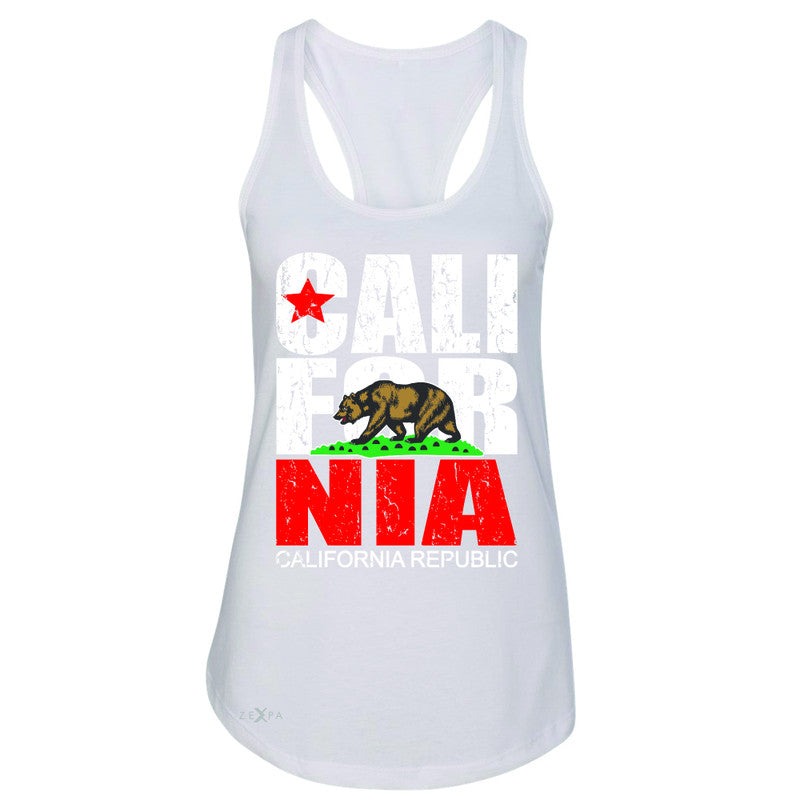 California Republic Vintage Women's Racerback State Flag CA Bear Sleeveless - Zexpa Apparel Halloween Christmas Shirts