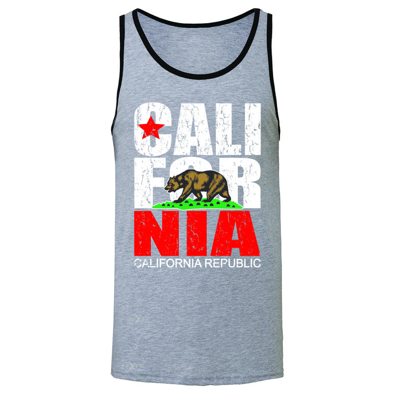 California Republic Vintage Men's Jersey Tank State Flag CA Bear Sleeveless - Zexpa Apparel Halloween Christmas Shirts