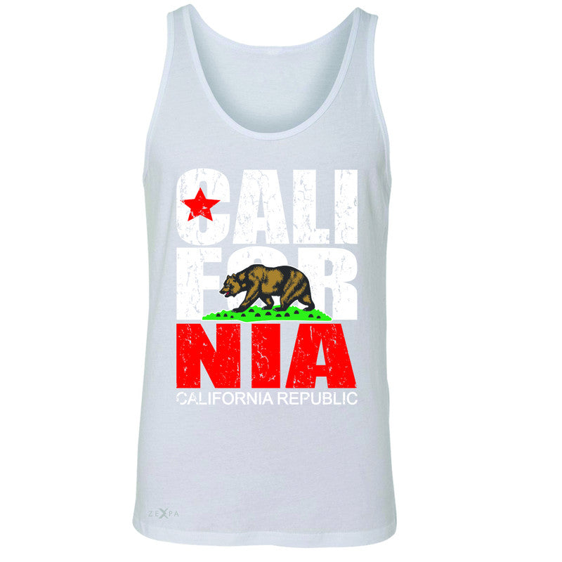 California Republic Vintage Men's Jersey Tank State Flag CA Bear Sleeveless - Zexpa Apparel Halloween Christmas Shirts