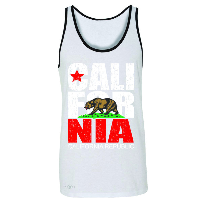 California Republic Vintage Men's Jersey Tank State Flag CA Bear Sleeveless - Zexpa Apparel Halloween Christmas Shirts