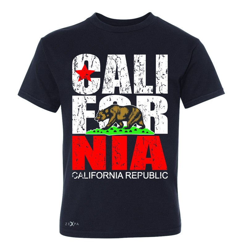 California Republic Vintage Youth T-shirt State Flag CA Bear Tee - Zexpa Apparel Halloween Christmas Shirts