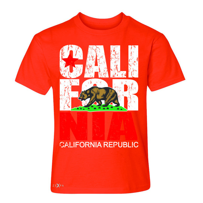 California Republic Vintage Youth T-shirt State Flag CA Bear Tee - Zexpa Apparel Halloween Christmas Shirts