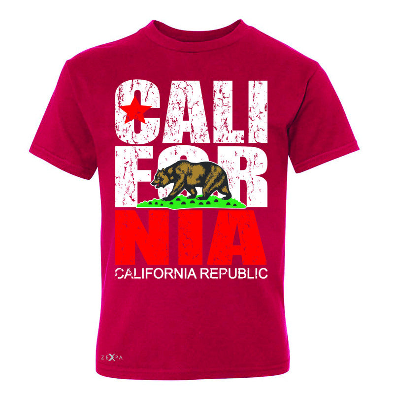 California Republic Vintage Youth T-shirt State Flag CA Bear Tee - Zexpa Apparel Halloween Christmas Shirts