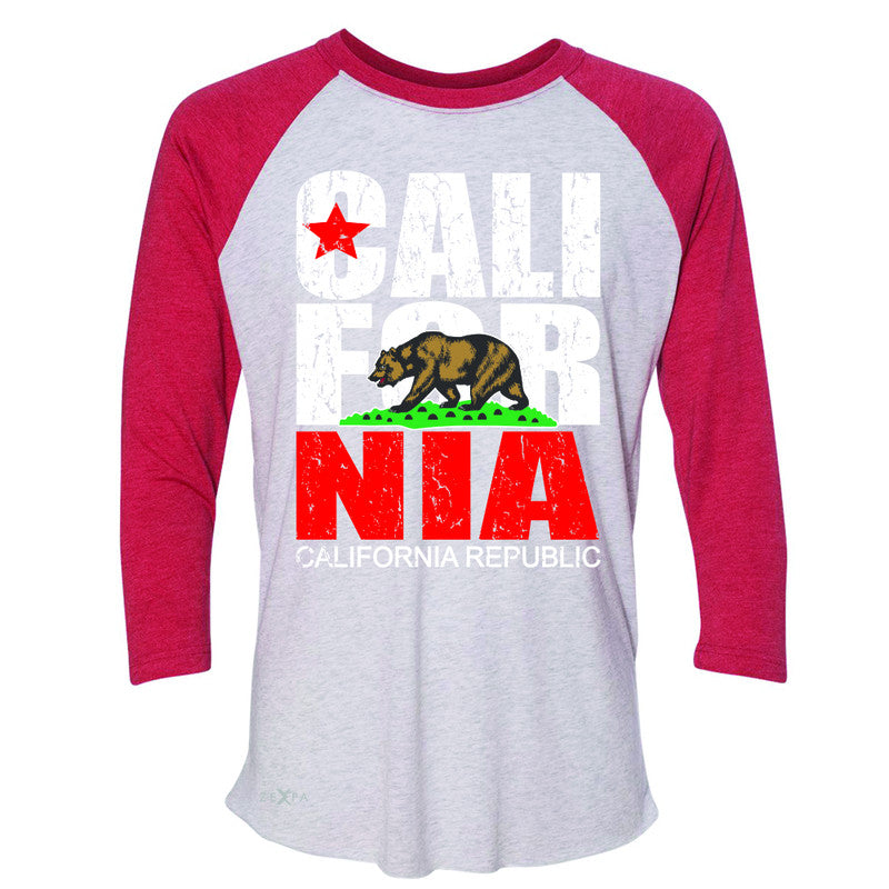 California Republic Vintage 3/4 Sleevee Raglan Tee State Flag CA Bear Tee - Zexpa Apparel Halloween Christmas Shirts