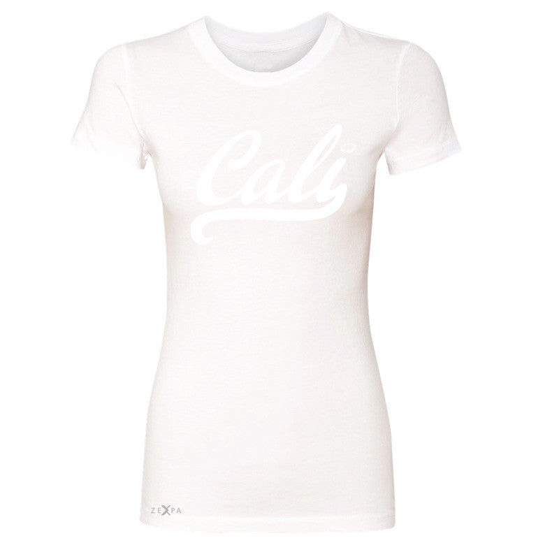 Cali White Lettering Women's T-shirt California State Baseball Tee - Zexpa Apparel Halloween Christmas Shirts