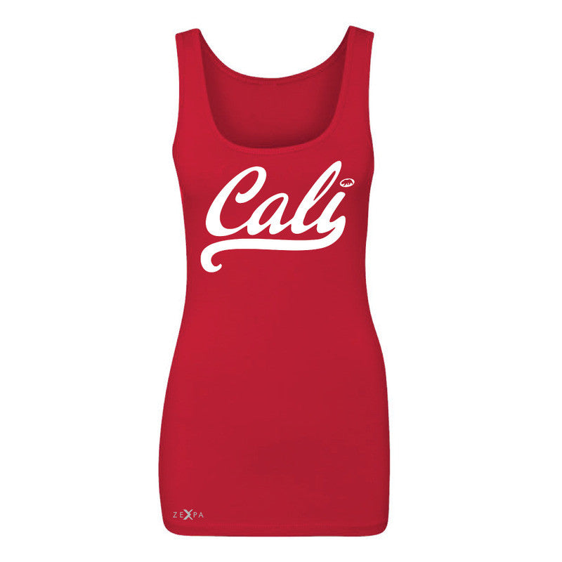 Cali White Lettering Women's Tank Top California State Baseball Sleeveless - Zexpa Apparel Halloween Christmas Shirts