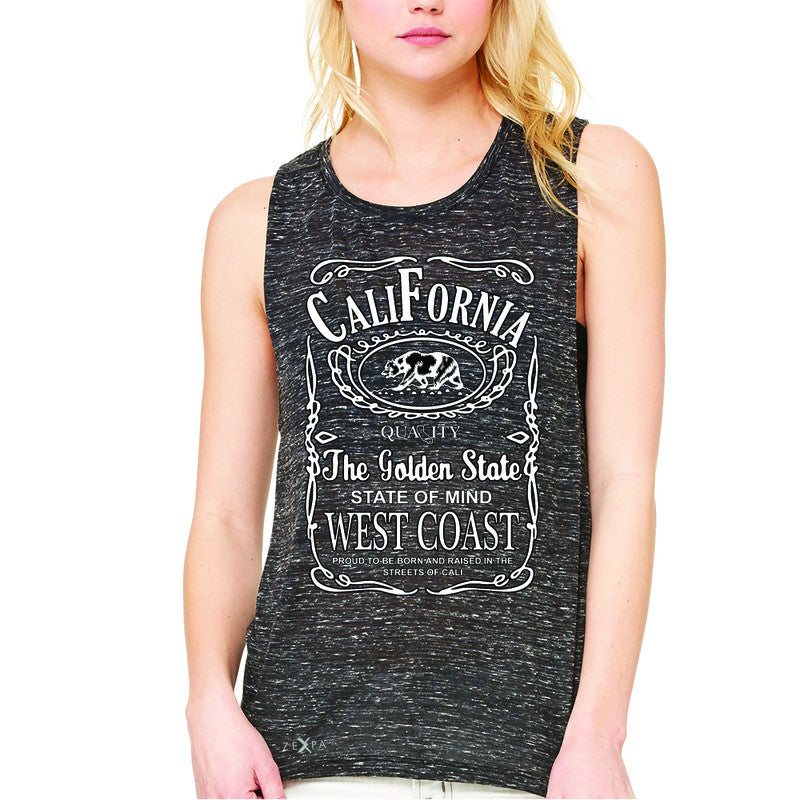 California West Coast Bear Women's Muscle Tee The Golden State CA Tanks - Zexpa Apparel Halloween Christmas Shirts