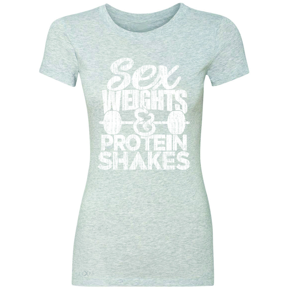 Sex Weight Protein Shakes Women's T-shirt Funny Cool Gym Workout Tee - Zexpa Apparel - 2