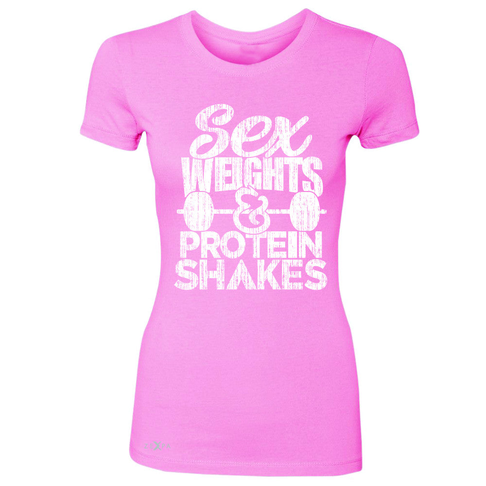 Sex Weight Protein Shakes Women's T-shirt Funny Cool Gym Workout Tee - Zexpa Apparel - 3