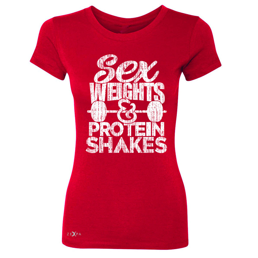 Sex Weight Protein Shakes Women's T-shirt Funny Cool Gym Workout Tee - Zexpa Apparel - 4
