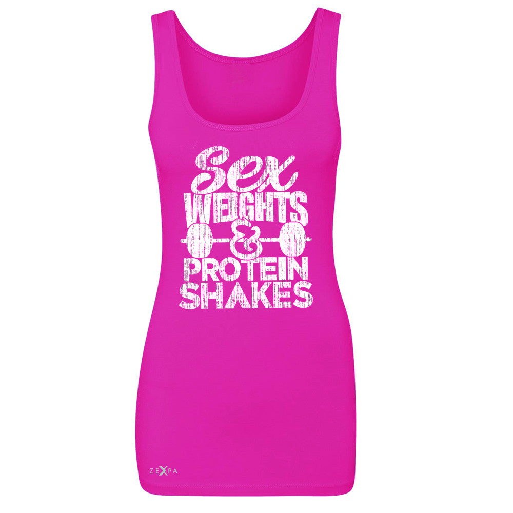 Sex Weight Protein Shakes Women's Tank Top Funny Cool Gym Workout Sleeveless - Zexpa Apparel - 1