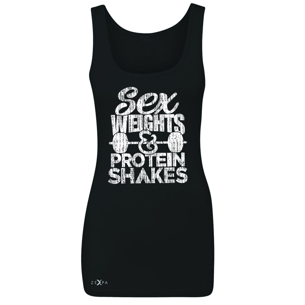 Sex Weight Protein Shakes Women's Tank Top Funny Cool Gym Workout Sleeveless - Zexpa Apparel