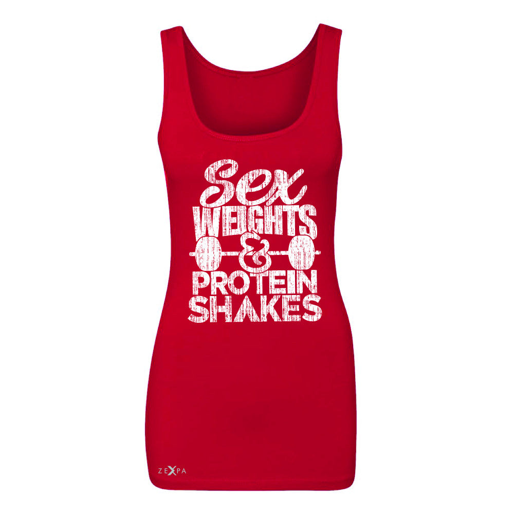 Sex Weight Protein Shakes Women's Tank Top Funny Cool Gym Workout Sleeveless - Zexpa Apparel - 3