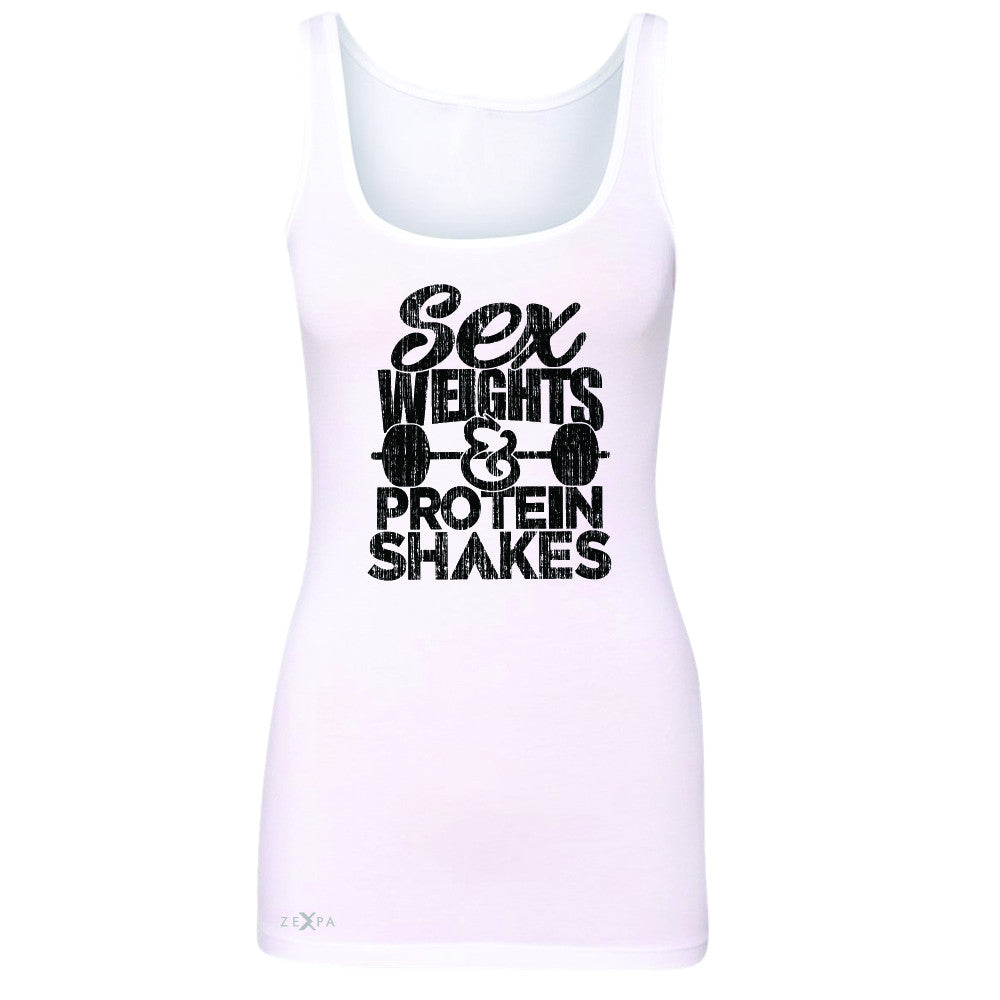 Sex Weight Protein Shakes Women's Tank Top Funny Cool Gym Workout Sleeveless - Zexpa Apparel - 4
