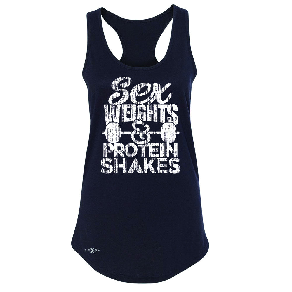 Sex Weight Protein Shakes Women's Racerback Funny Cool Gym Workout Sleeveless - Zexpa Apparel